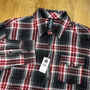 NWT Burnside Long Sleeve Flannel Shirt Men's L Red/Black Plaid B8210 Lumberjack